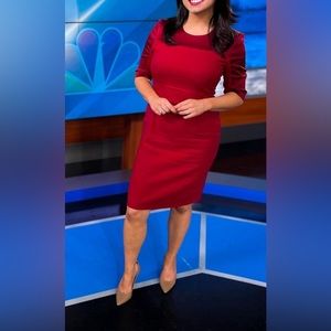 Boss Hugo Boss Women’s Red Danufa Satin Trimmed Dress size 6